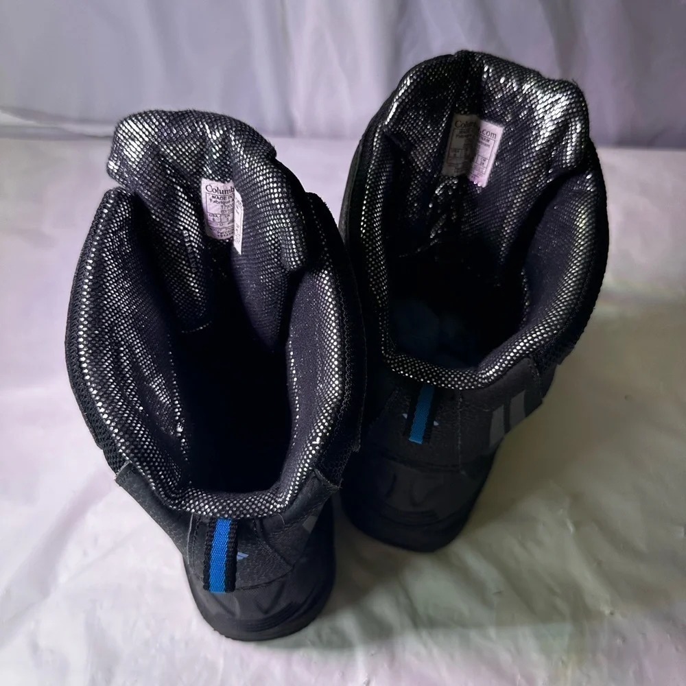 Columbia Black Boots with Blue Highlights